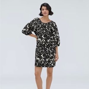 Seersucker black and white floral dress